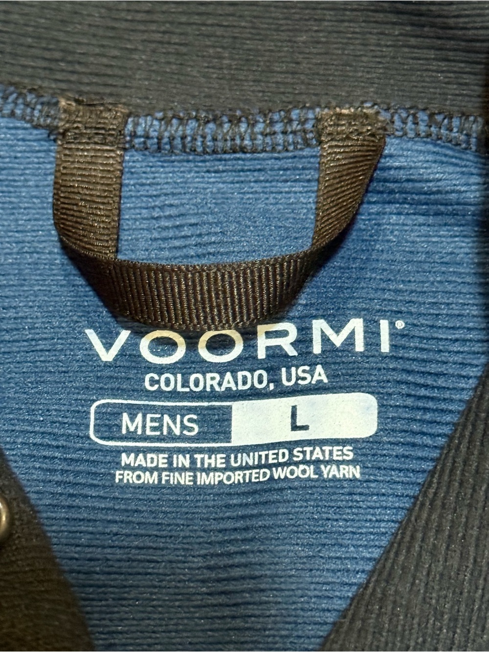VOORMI Merino Wool Performance Hoodie Blue Navy Men’s Large Made USA - Picture 14 of 14
